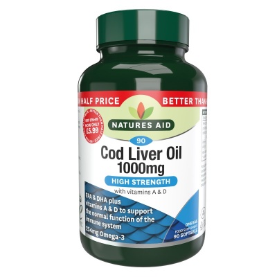 Natures Aid Cod Liver Oil 1000mg 90 caps (Better Than Half Price)